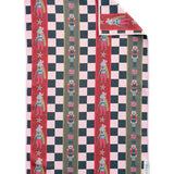 Crae Battle of the Kings hand towel with nutcracker soldiers, checkered print, and festive stripes.