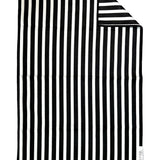 Black and white striped double-sided microfiber hand towel with waffle weave texture.