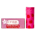 Pink trash liners with red polka dots for 13-gallon kitchen trash cans.