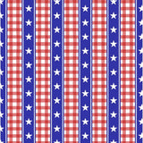 Patriotic red white and blue microfiber hand towel with stars, stripes, and gingham pattern.