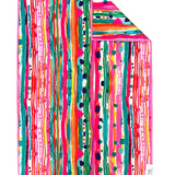 Crae Jaya double-sided hand towel with colorful hand-painted stripes and dotted accents in bold hues
