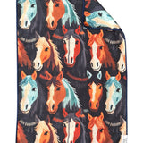 Dark microfiber hand towel featuring horse print design and waffle weave texture