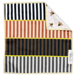 Reversible microfiber washcloth with colorful stripes and bee print design