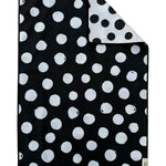 Black and white reversible polka dot microfiber hand towel for kitchen or bathroom decor