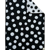 Black and white reversible polka dot microfiber hand towel for kitchen or bathroom decor