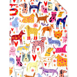 Crae Wooftastic microfiber hand towel, 17x27 in, colorful dog print with hearts and whimsical accents.