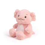 Pink axolotl Warmies plush with weighted microwavable lavender-scented design.