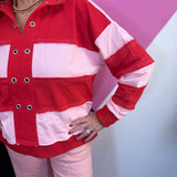 Red & Pink Striped Pullover
