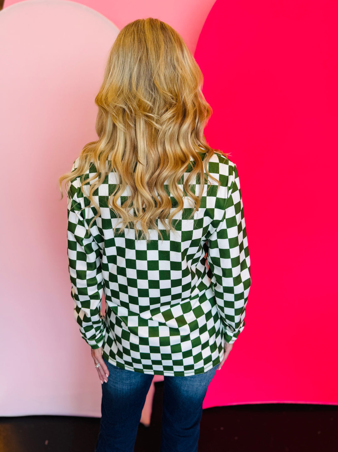 Green & White Checkered Pep Rally Pullover