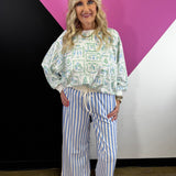 Blue & Green Toile Christmas Sweatshirt