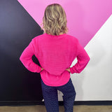 Hot Pink Chenille Waffle Sweater