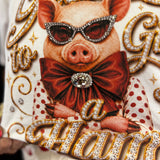 Too Glam To Give A Ham Brooch Tee (White)