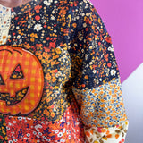 Queen Of Sparkles Colorblock Floral Print Gingham Pumpkin Sweatshirt