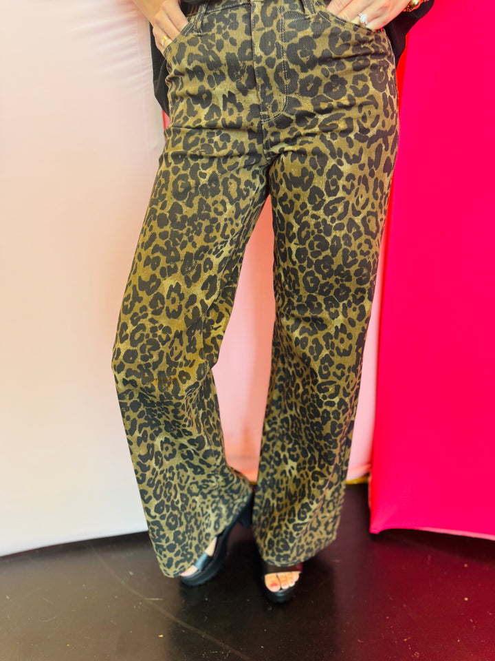 Judy Blue Wide Leopard Print Jeans