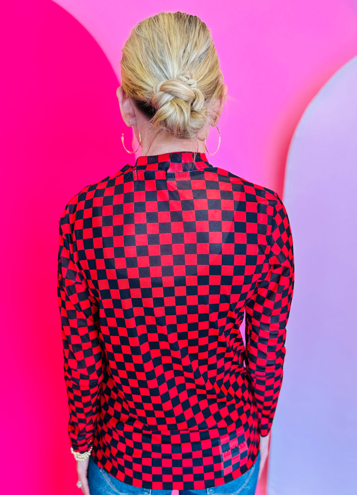 Red & Black Pep Rally Mesh Top