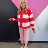 Red & Pink Striped Pullover