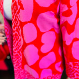 Pink & Red Abstract Print Cardigan