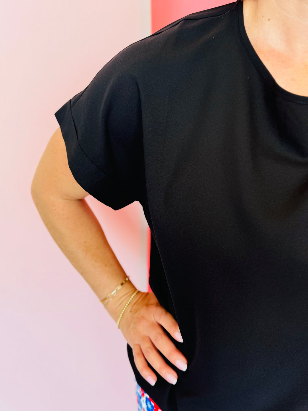Black Boat Neck Top
