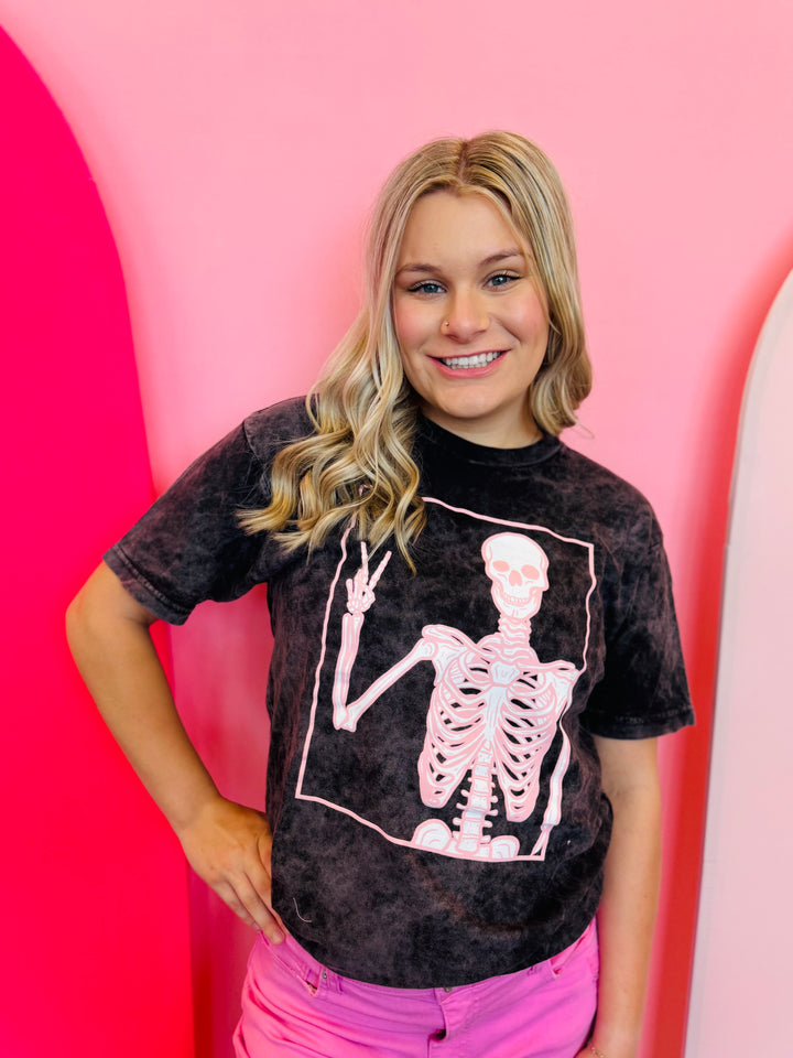 Peace Skeleton Mineral Wash Tee
