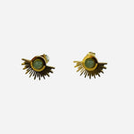 Bara Boheme elegant deco green opal stud earrings, waterproof 14K gold filled.