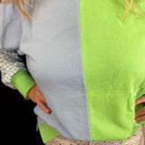 Blue & Green Gingham Sleeve Sweatshirt