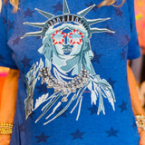 Lady Liberty Blingy Collared Tee