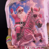 Pink Zebra & Santa Blingy Tee