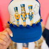 Nutcracker Blue Pom Trucker Hat
