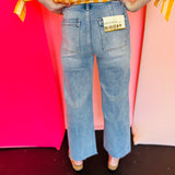 Bayeas Ice Blue Wide Leg Denim Jeans