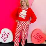 Queen Of Sparkles Red Love Letter With Functioning Zipper Collar Sweatshirt