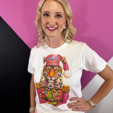 Nutcracker Glam Tiger Brooch Tee (White)