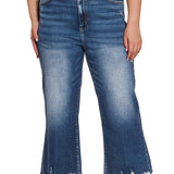 Zenana Mid-Rise Straight Raw Hem Jeans