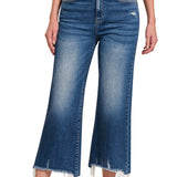 Zenana Mid-Rise Straight Raw Hem Jeans