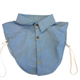 Denim detachable collar with classic design, layers over tops, sweaters, or dresses.