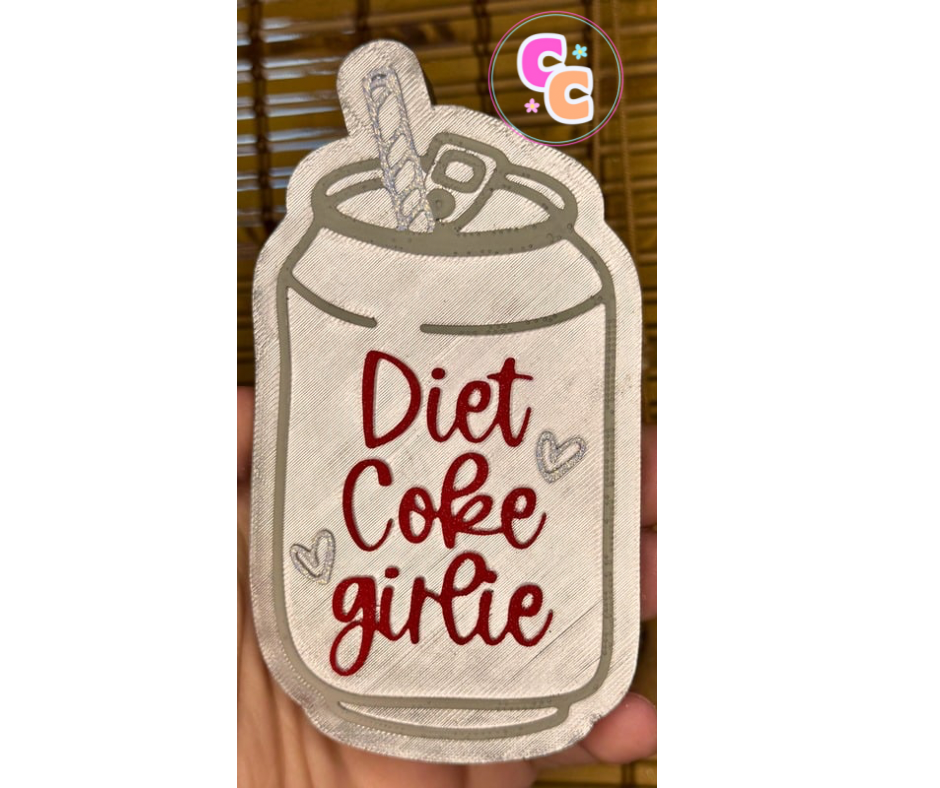 Diet Coke Girlie freshie shaped like a classic Diet Coke can air freshener.