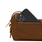 Hammitt Doxie Med Mahogany Pebble/Brushed Gold Red Zip Handbag