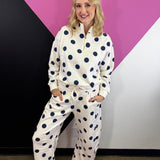 Cream & Navy Polka Dot Pullover