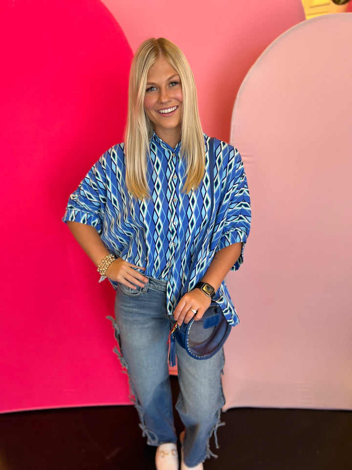 Blue Print Dolman Sleeve Top
