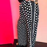 Black & White Contrast Polka Dot Wide Leg Pants