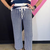 Navy Ribbed Stripe Lounge Pants