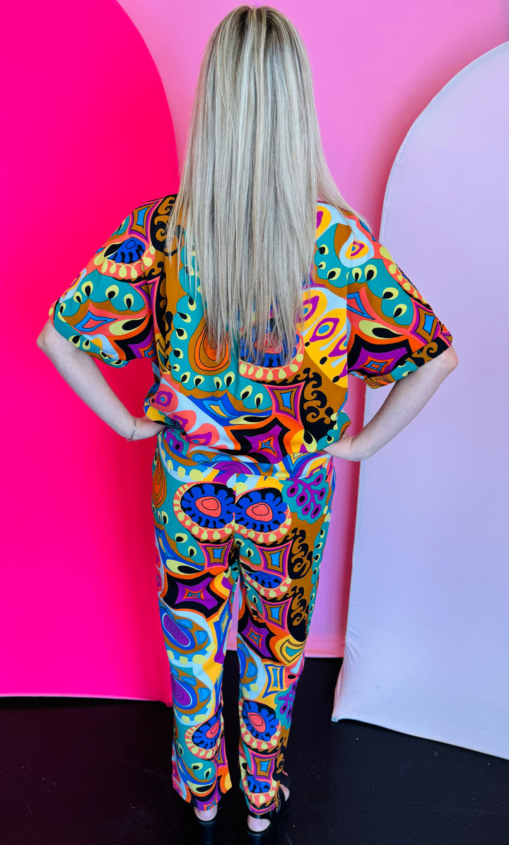 Abstract Green Pant Set