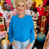 Ocean Blue Brushed Hacci Sweater