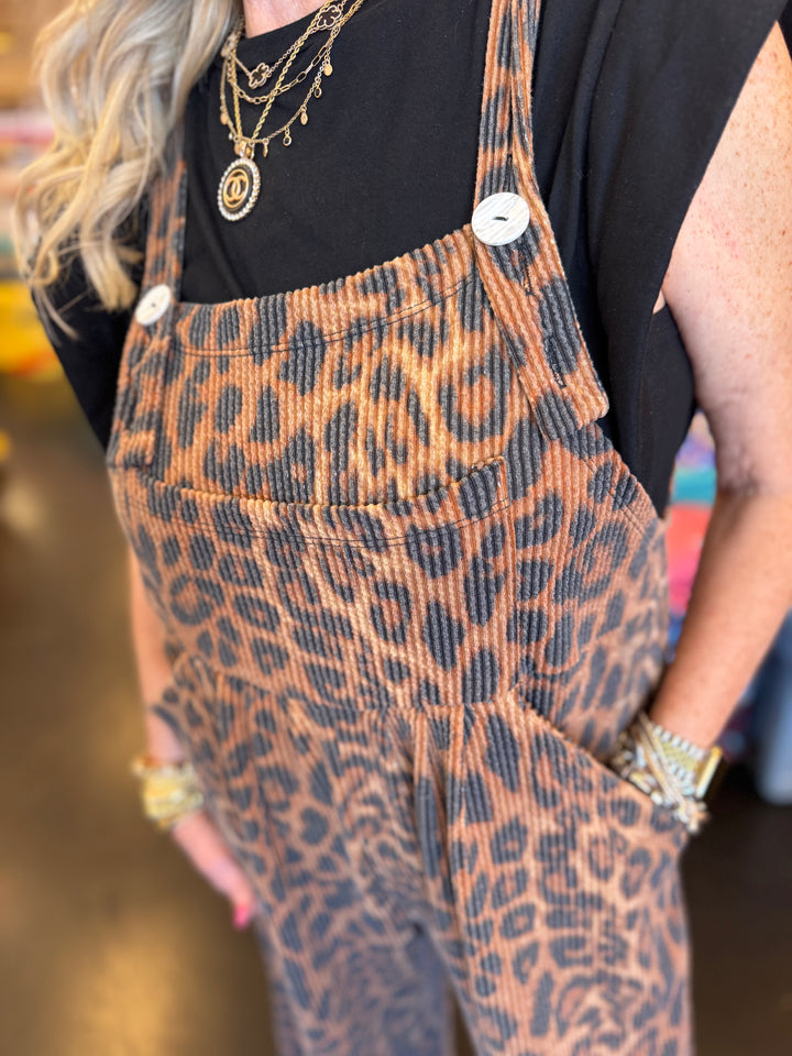 Karli Cheetah Boho Overalls