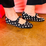 Corky's Black White Polka Dot Layover Flats