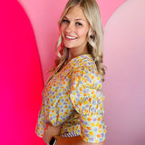 Yellow Bloom Button Top