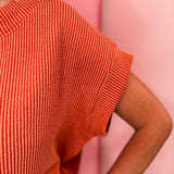 Burnt Orange Raised Ribbed Cap Sleeve Top