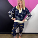 Navy & Cream Polka Dot Sweater