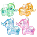 Glitter elephant squishy with soft sensory texture and sparkly finish.