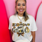 Cream Comfort Colors tee with Expensive and Difficult graphic, leopard stars, hearts, and bow