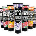 Explicit Essentials body lotion set with lavender mint, hibiscus citrus, and sweet raspberry scents.